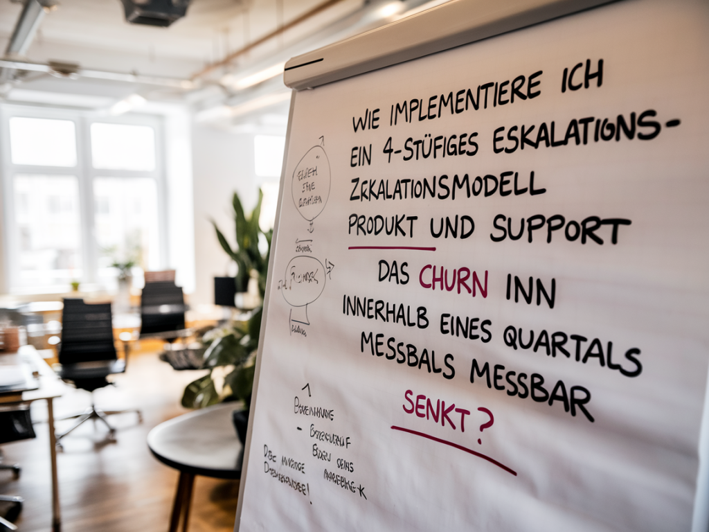 Wie implementiere ich ein 4‑stufiges eskalationsmodell zwischen produkt und support, das churn innerhalb eines quartals messbar senkt