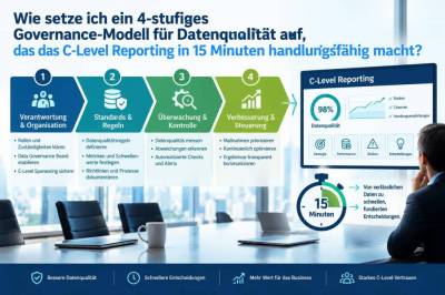 Wie setze ich ein 4‑stufiges governance‑modell für datenqualität auf, das c‑level reporting in 15 minuten handlungsfähig macht